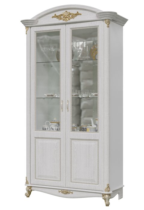 Шкаф-витрина двухдверный Да Винчи белого цвета