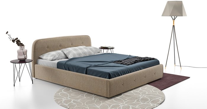Кровать Илона  160х200 с подъёмным механизмом песочного цвета
