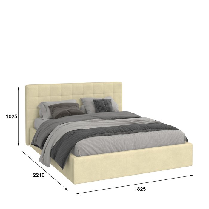 Кровать Инуа 180х200 бежевого цвета с подъемным механизмом 