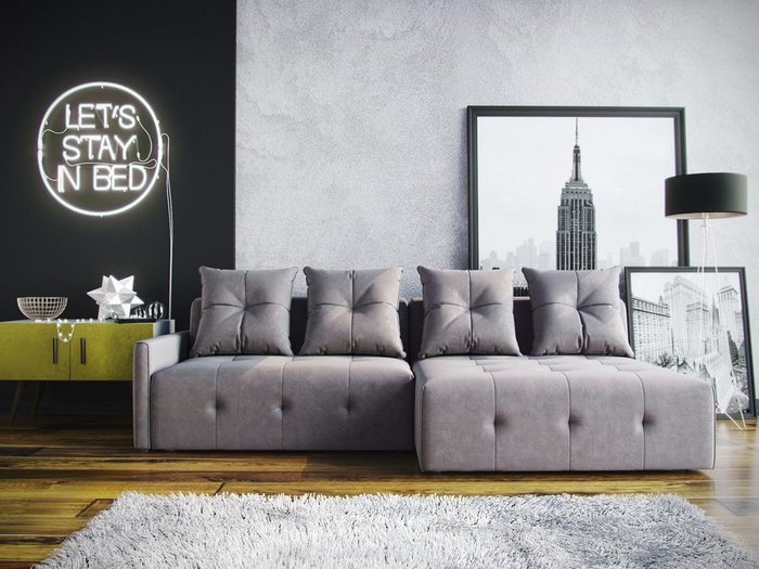Угловой диван-кровать Bronks серого цвета