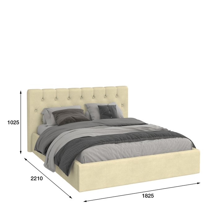 Кровать Инуа 160х200 бежевого цвета с подъемным механизмом 