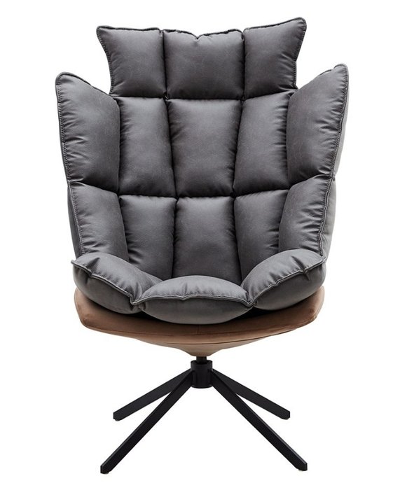 Кресло серо-коричневого цвета с металлическим основанием  - купить Интерьерные кресла по цене 47498.0