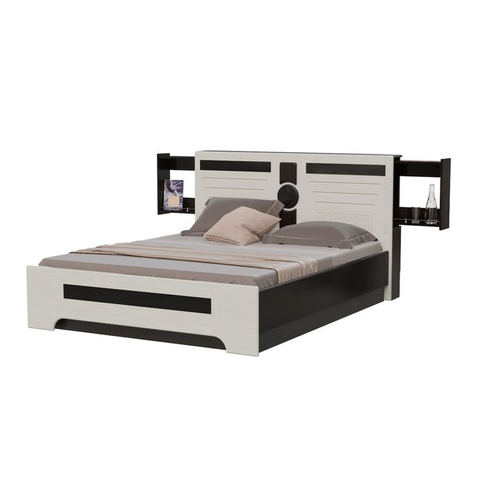 Кровать Престиж 160х200 с подъемным механизмом серо-коричневого цвета