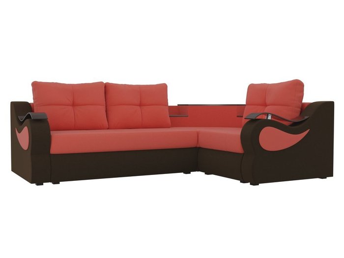 Угловой диван-кровать Митчелл коричнево-кораллового цвета
