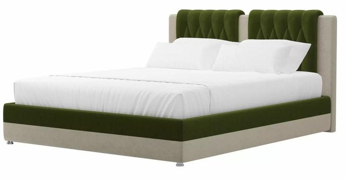 Кровать Камилла 160х200 зелено-бежевого цвета с подъемным механизмом