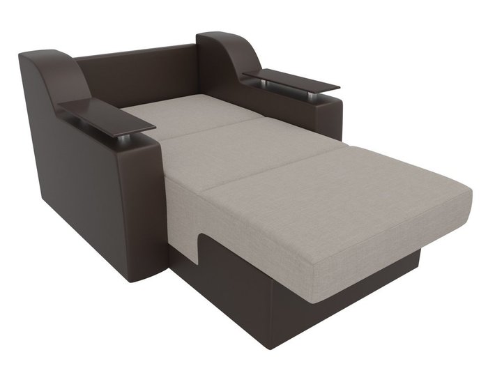 Кресло-кровать Сенатор коричнево-бежевого цвета (ткань\экокожа)