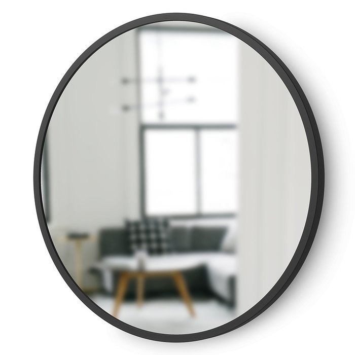 Зеркало настенное Hub диаметр 45 в раме черного цвета 