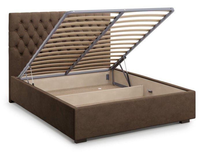 Кровать с подъемным механизмом Nemi 180х200 коричневого цвета