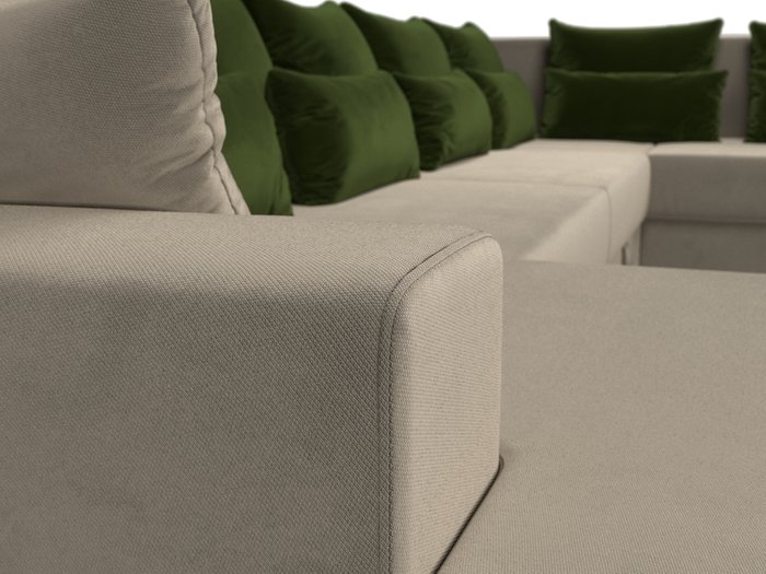 Угловой диван-кровать Мэдисон бежево-зеленого цвета