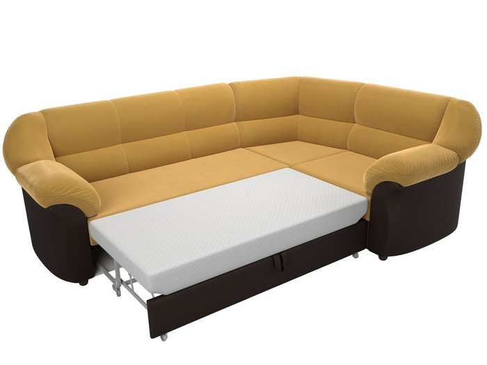 Угловой диван-кровать Карнелла желто-коричневого цвета (ткань/экокожа)