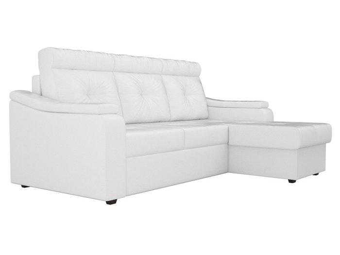 Угловой диван-кровать Джастин белого цвета (экокожа)