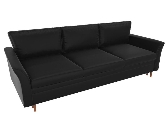 Прямой диван-кровать  София черного цвета (экокожа)