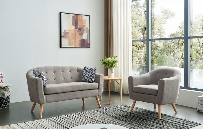 Прямой диван Florence M серо-бежевого цвета - лучшие Прямые диваны в INMYROOM