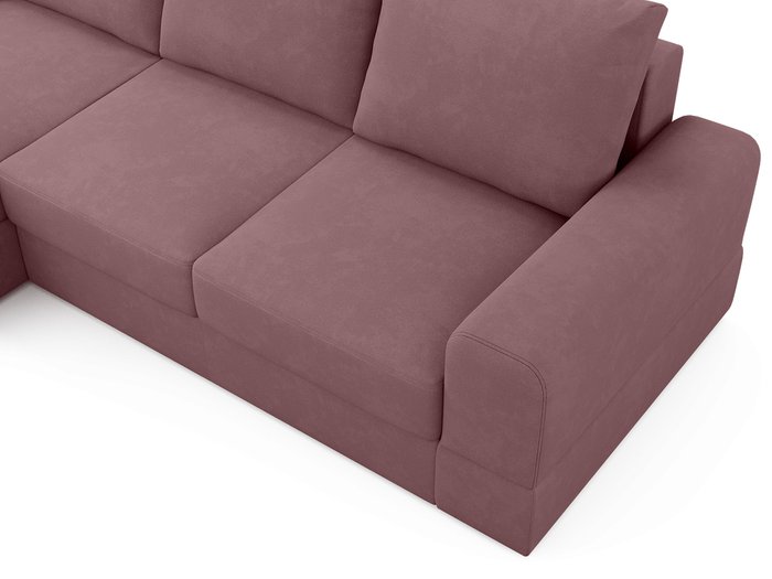 Угловой диван-кровать левый Elke темно-розового цвета