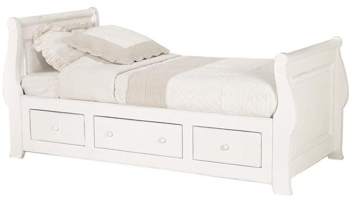 Кровать-ладья Нордик белого цвета 90х190  