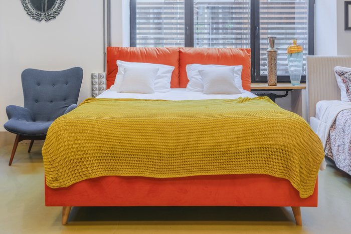 Кровать Trazimeno 160х200 бежевого цвета с подъемным механизмом 