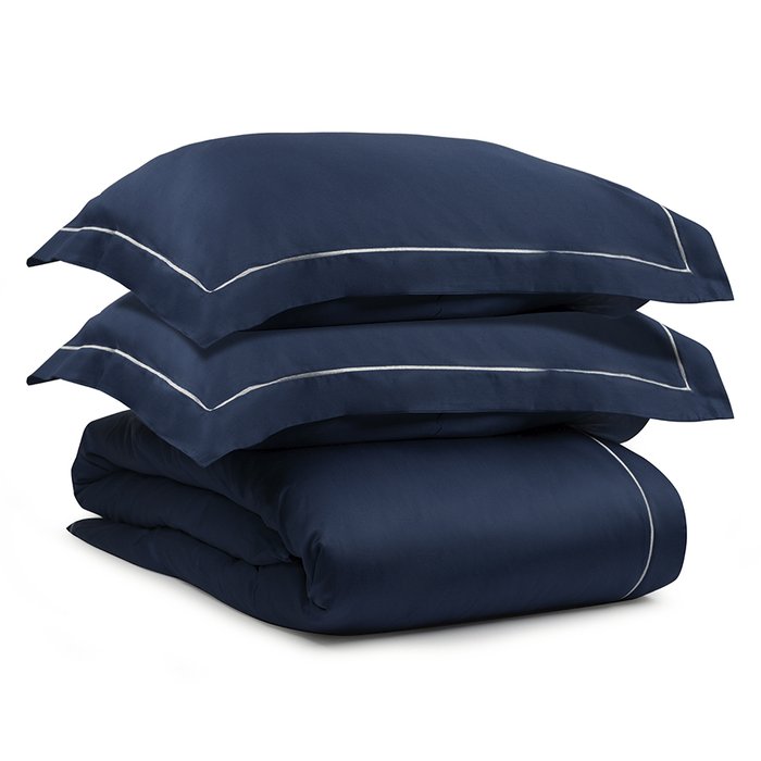 Комплект постельного белья без простыни из египетского хлопка Essential 220х200 синего цвета