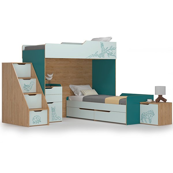 Детская спальня для двоих детей Гудвин № 02 зеленого цвета