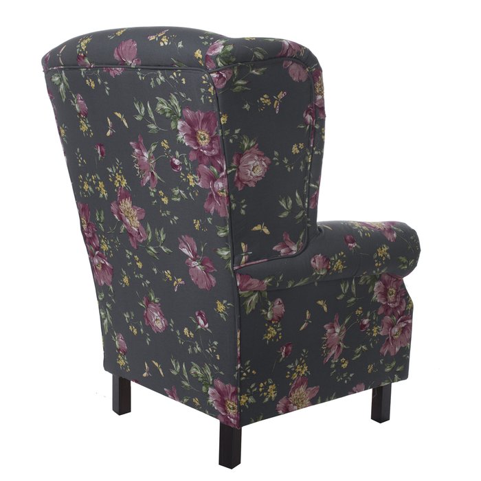 Кресло Жуи Бордо синего цвета с цветами