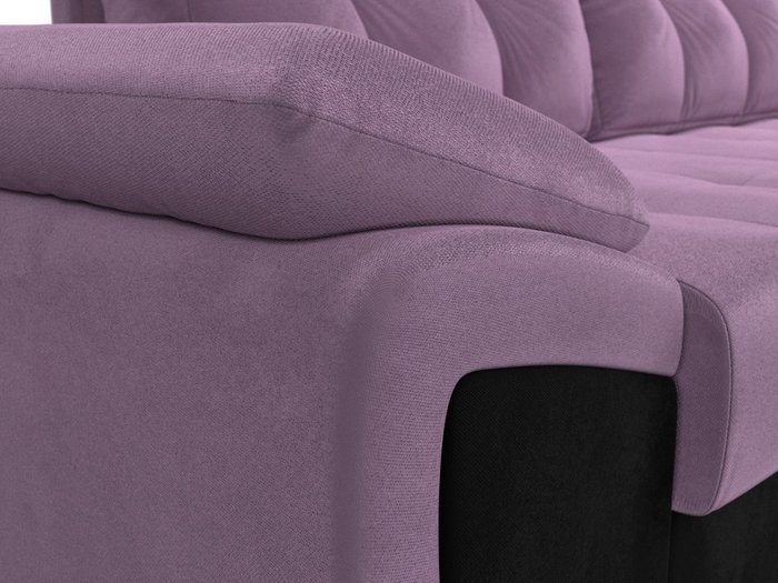 Угловой диван-кровать Нэстор прайм черно-сиреневого цвета
