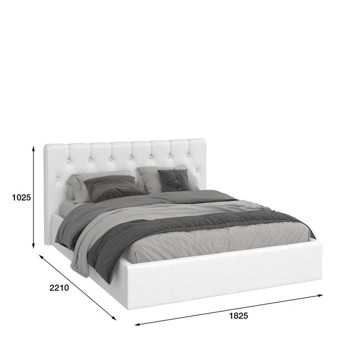 Кровать Инуа 180х200 белого цвета с подъемным механизмом