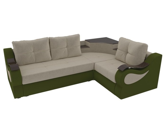 Угловой диван-кровать Митчелл зелено-бежевого цвета