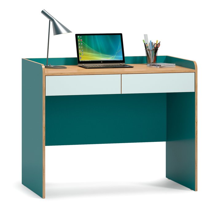 Два письменных стола с комодом Гудвин зеленого цвета