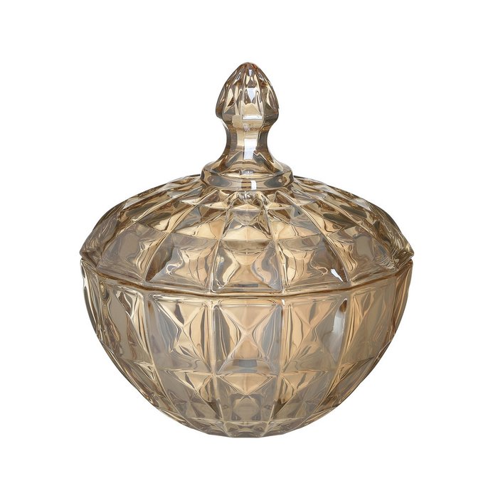 Стеклянная ваза с крышкой янтарного цвета