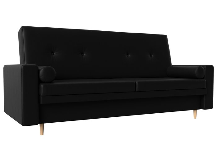 Прямой диван-кровать Белфаст черного цвета (книжка/экокожа)