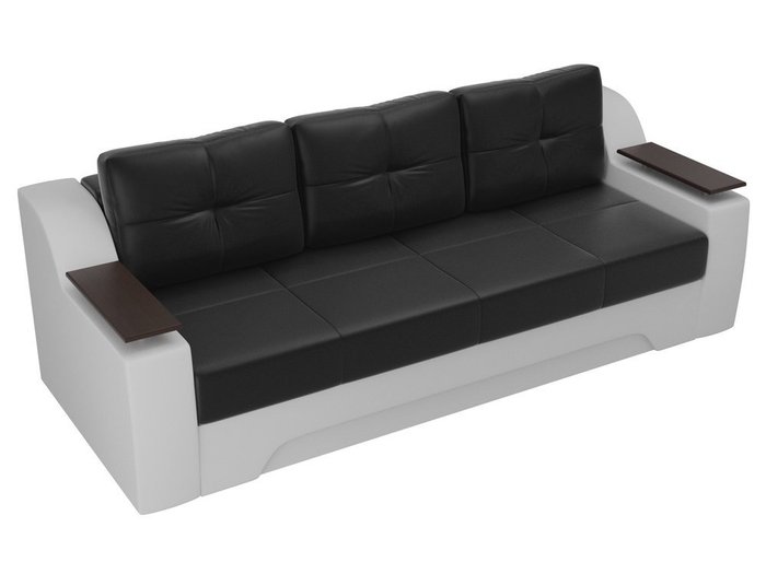 Прямой диван-кровать Сенатор черно-белого цвета (экокожа)