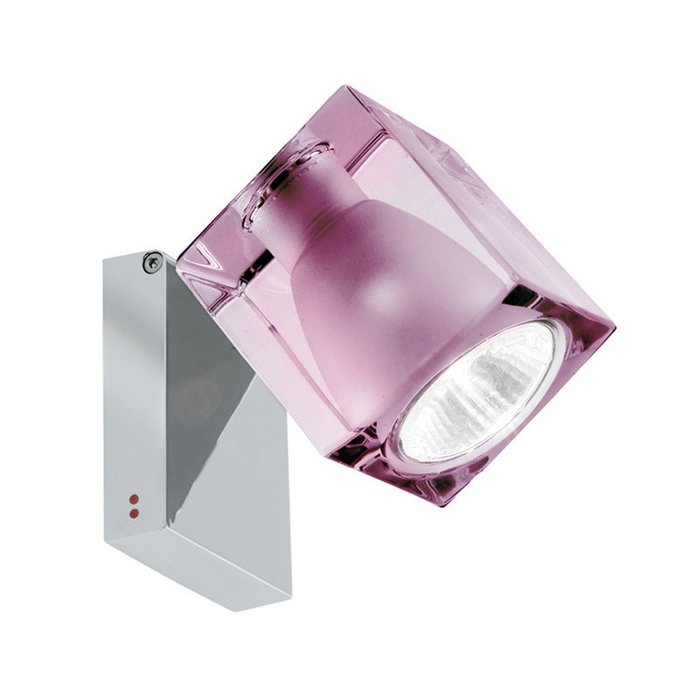 Настенный светильник Cubetto с плафоном из стекла розового цвета 