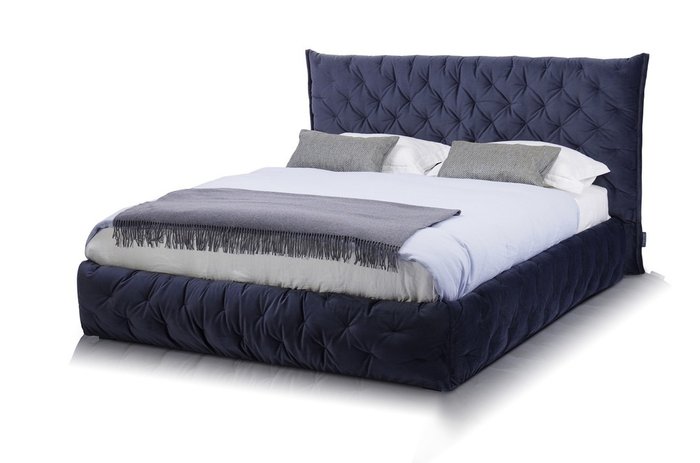 Кровать Club 200х200 темно-синего цвета с ортопедической решеткой - лучшие Кровати для спальни в INMYROOM
