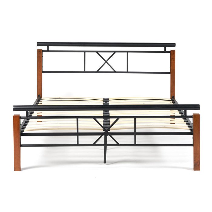 Кровать Eunis Wood slat base 160х200 черно-коричневого цвета 