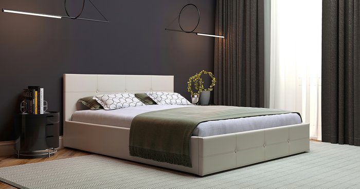 Кровать с подъемным механизмом Синди 160х200 белого цвета