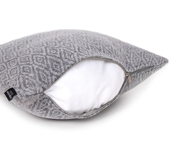 Декоративная подушка Zoom rhombus grey серого цвета