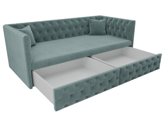 Прямой диван-кровать Найс бирюзового цвета