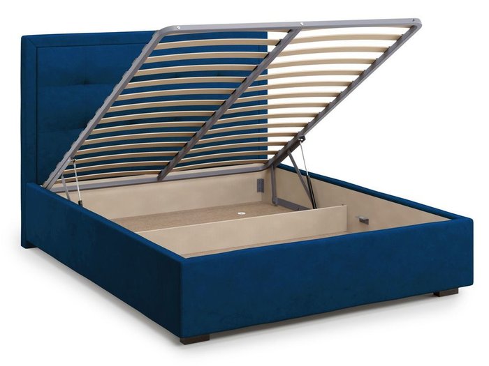 Кровать Komo 140х200 синего цвета с подъемным механизмом 