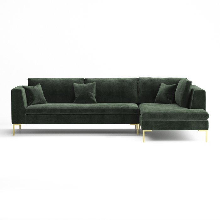 Угловой диван Kona темно-зеленого цвета 