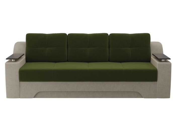 Прямой диван-кровать Сенатор зелено-бежевого цвета