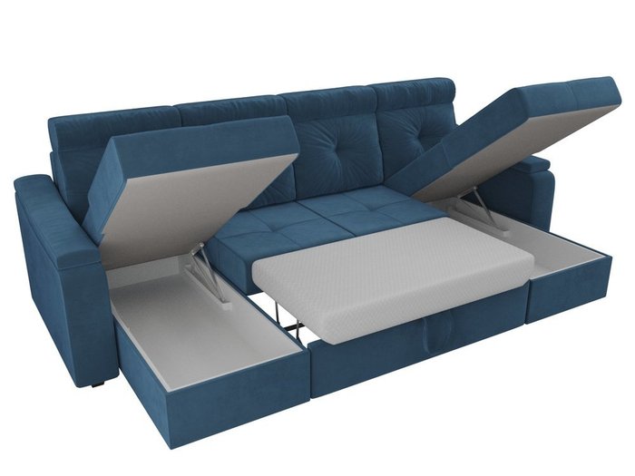 Угловой диван-кровать Джастин синего цвета