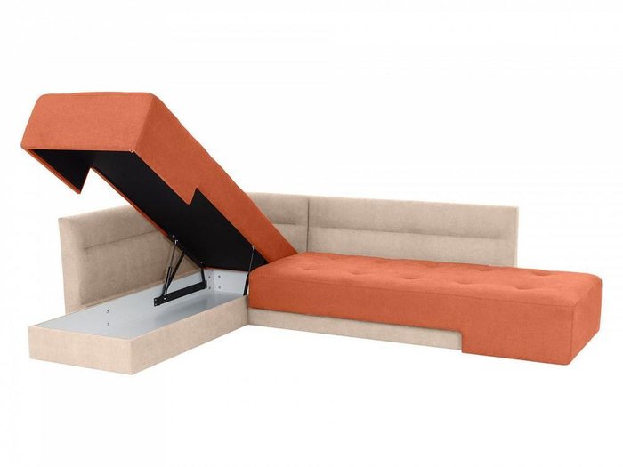 Угловой диван-кровать London бежево-оранжевого цвета