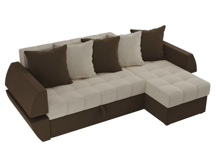 Угловой диван-кровать Атлантида коричнево-бежевого цвета