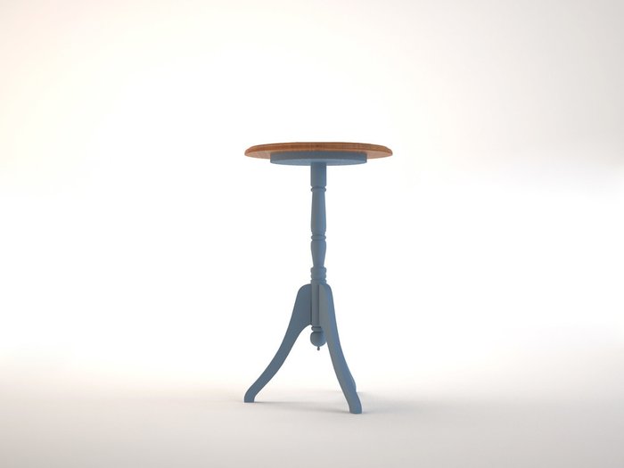 Кофейный голубой стол "Leontina" из массива березы с круглой столешницей 