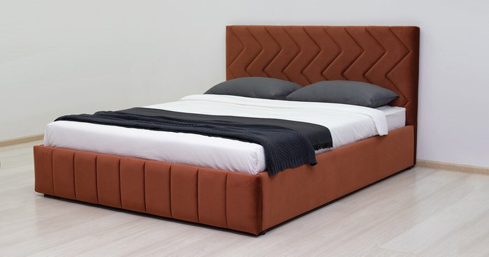 Кровать Милана 160х200 с подъёмным механизмом кирпичного цвета  