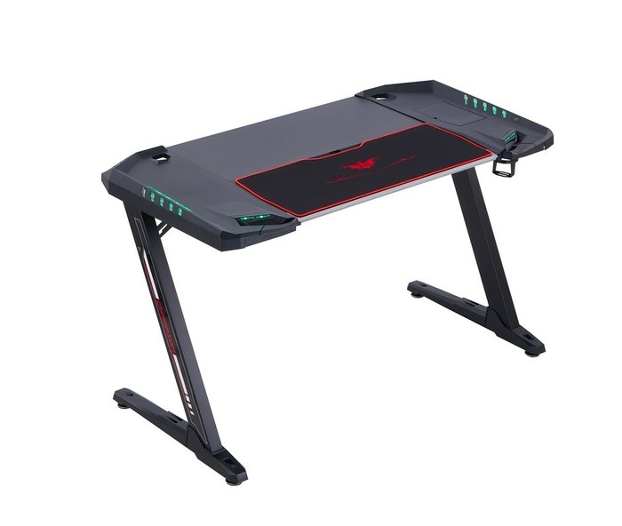 Игровой компьютерный стол черного цвета c RGB подсветкой