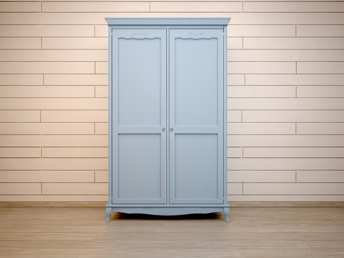 Голубой шкаф для одежды из массива березы Leontina