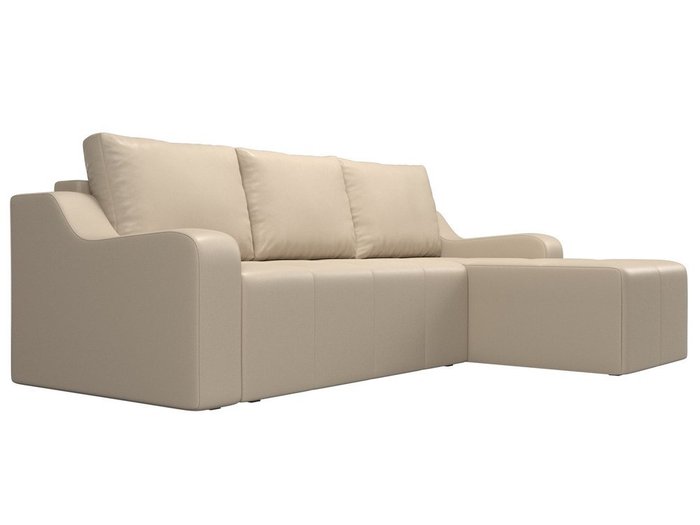 Угловой диван-кровать Элида бежевого цвета (экокожа)