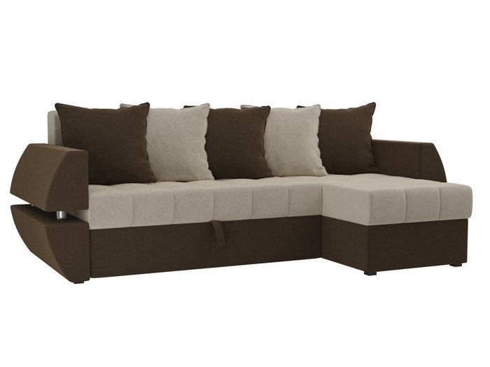 Угловой диван-кровать Атлантида коричнево-бежевого цвета