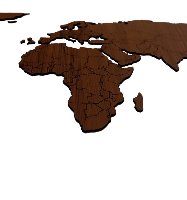 Деревянная карта мира цвета Орех