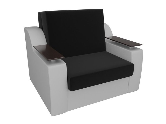 Кресло-кровать Сенатор бело-черного цвета (ткань\экокожа)
